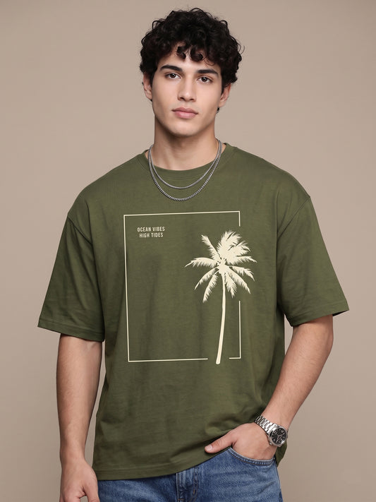 Men's Oversized Printed Polyester Blend T-Shirt | Soft Stretch Casual Comfort Tee