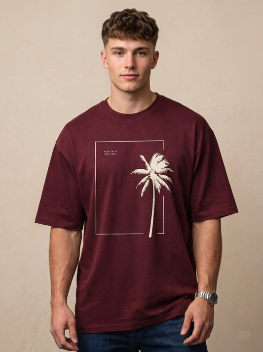 Men's Oversized Printed Polyester Blend T-Shirt | Soft Stretch Casual Comfort Tee
