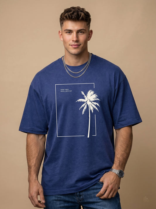 Men's Oversized Printed Polyester Blend T-Shirt | Soft Stretch Casual Comfort Tee