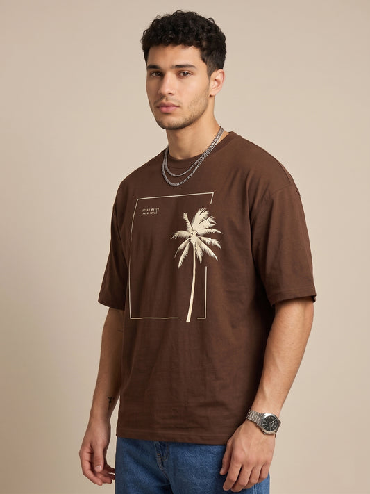 Men's Oversized Printed Polyester Blend T-Shirt | Soft Stretch Casual Comfort Tee