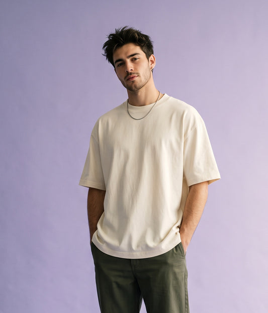 Men's Oversized Printed Polyester Blend T-Shirt | Soft Stretch Casual Comfort Tee